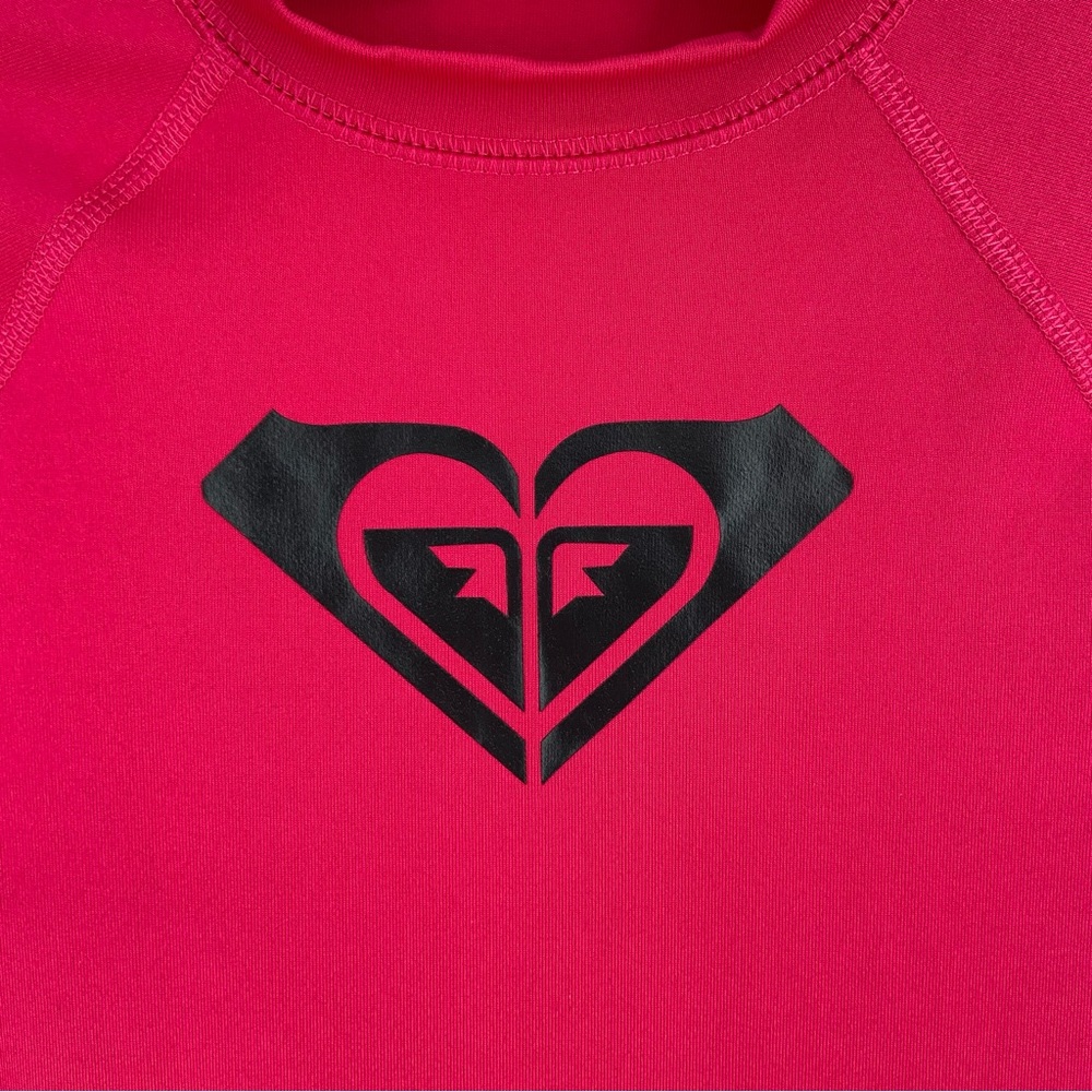 NWT Roxy Hot Pink Black UPF 50 Whole Hearted Short Sleeve Rashguard Size Small - Picture 3 of 11